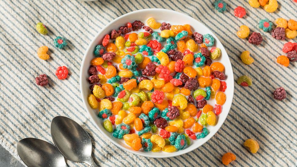 bowl of cereal that has food dyes